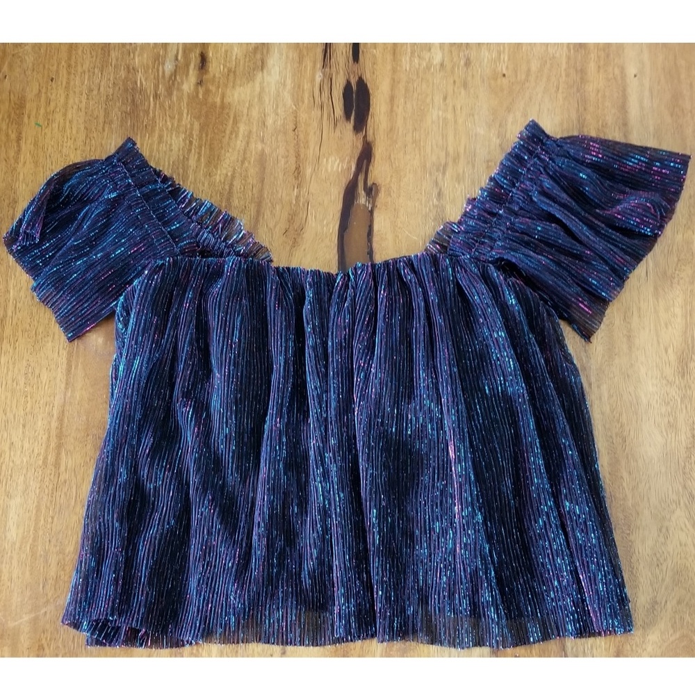 NWOT Urban O Pleated Shimmer Off The Shoulder Top - Picture 3 of 6